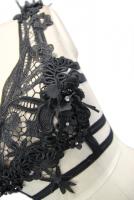 EVA LADY EAS003 Harnais de poitrine noir  dentelle petites fleurs et plumes, accessoire lingerie lgant