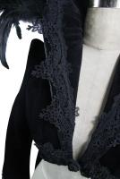 EVA LADY ECT004 Veste queue de pie avec bordure en broderie et col haut  plumes, gothique aristocrat