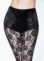 EVA LADY EPT005 Black Velvet flares Pants with lace and embroidery, Elegant Gothic