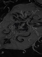 EVA LADY ETT022 Black velvet top, flared sleeves, embroidered transparent fishnet bust, elegant goth